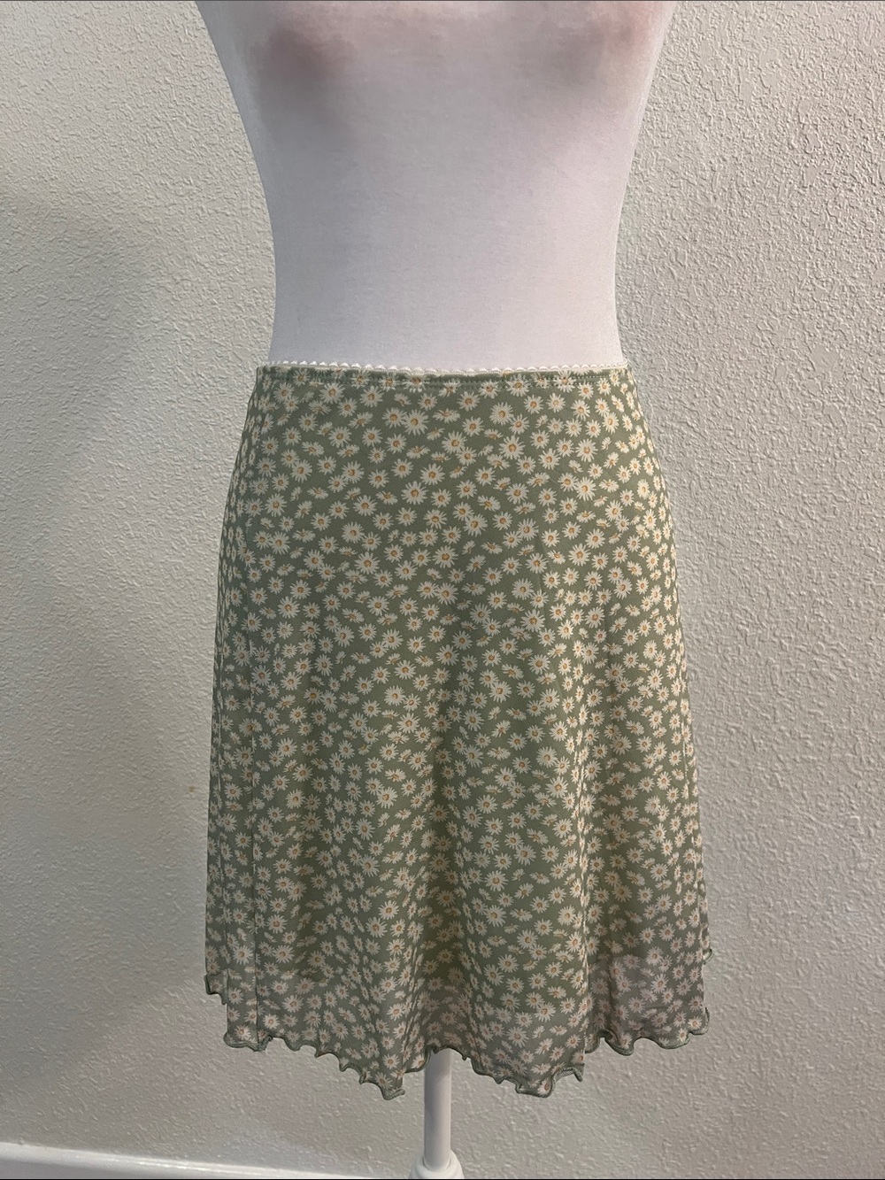 RSQ Olive Green Floral Skater Skirt